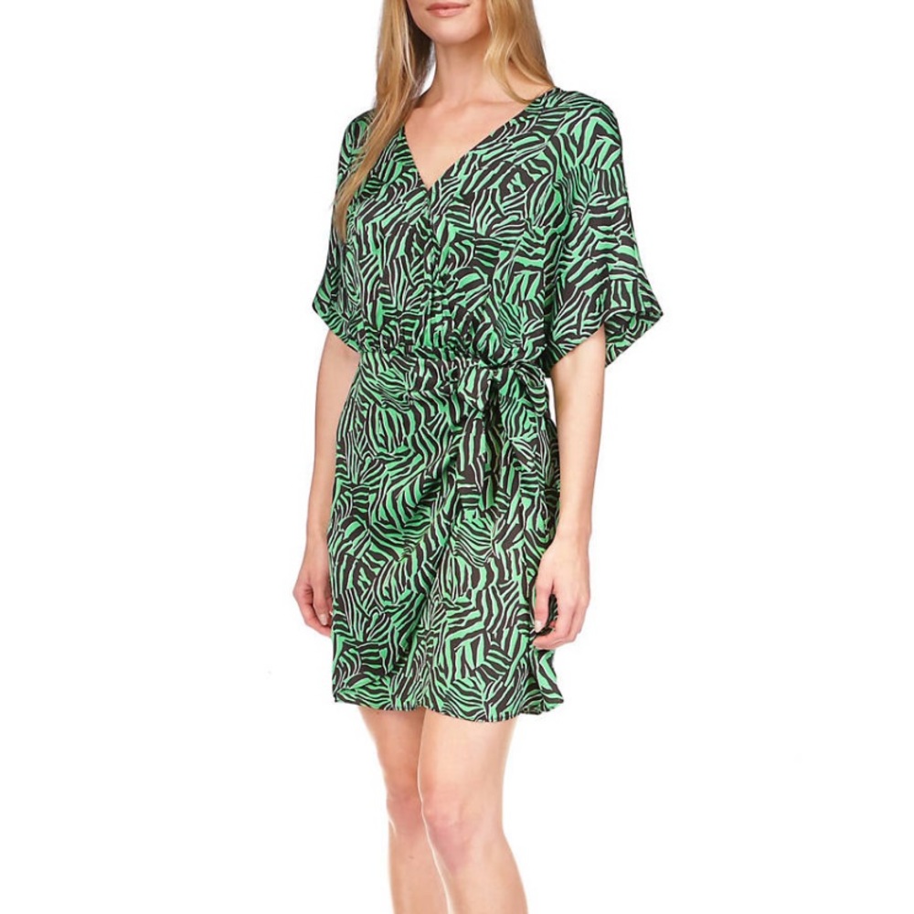 Michael kors Green and black Pop zebra tie wrap dress size small
